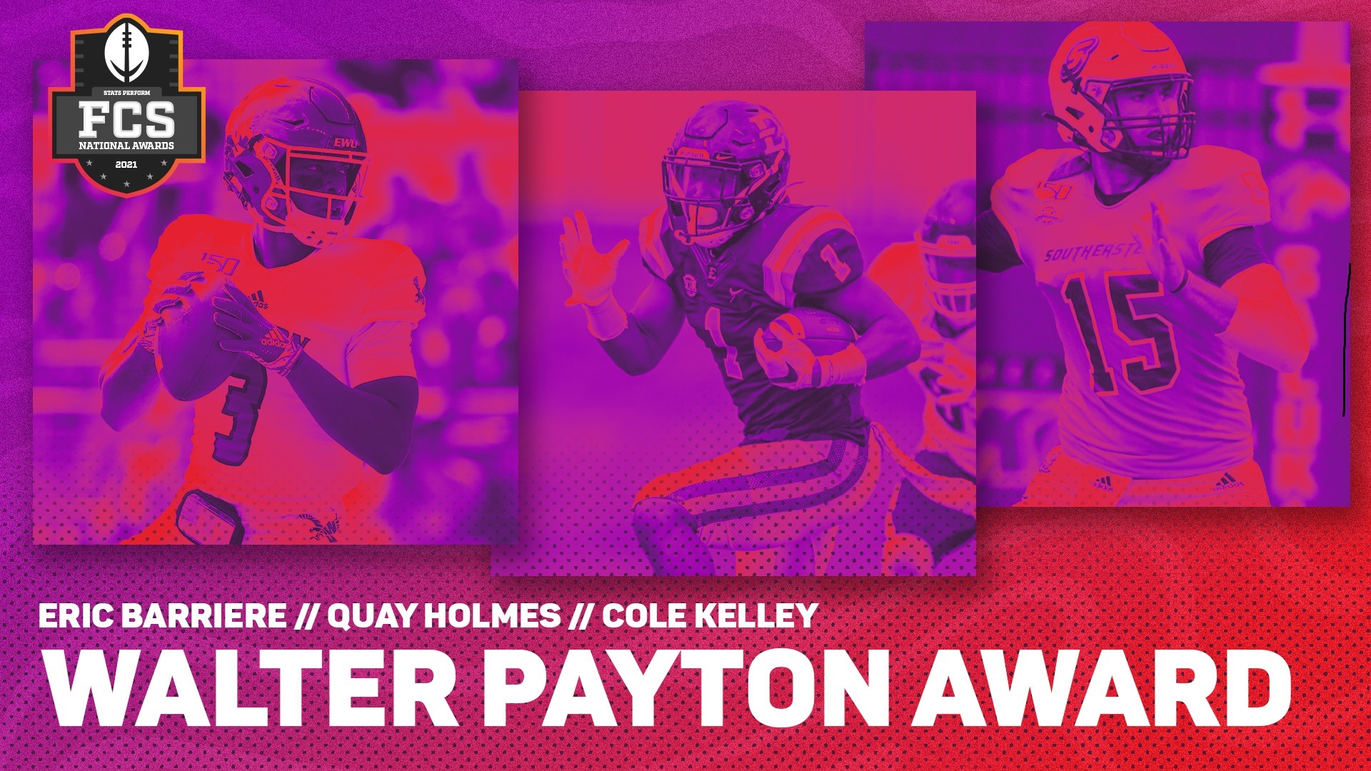 Barriere, Holmes, Kelley Invited to Announcement of 2021 Walter Payton Award