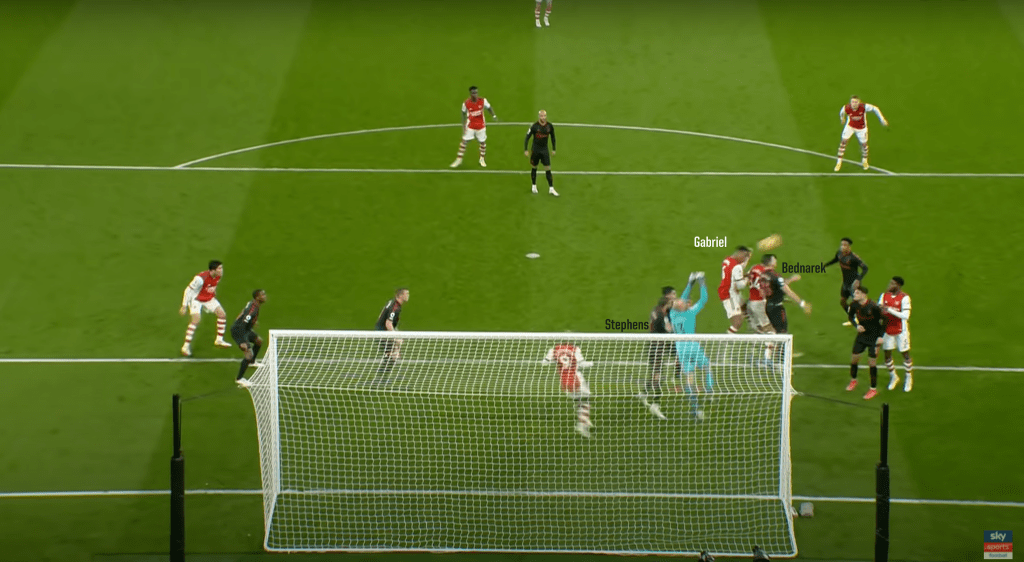 Arsenal corner set-up example Southampton 2 d