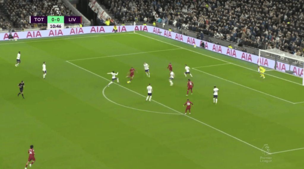 Salah first chance vs. Spurs - phase 1