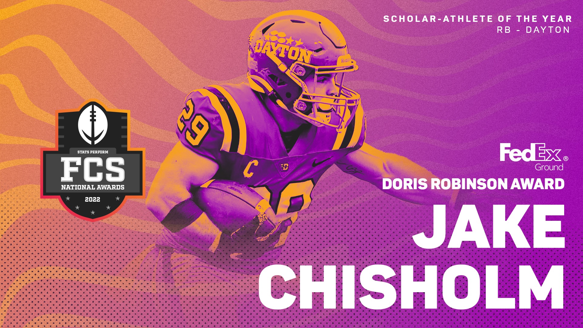 Dayton’s Jake Chisholm is 2022 Recipient of FedEx Ground Doris Robinson Scholar-Athlete Award