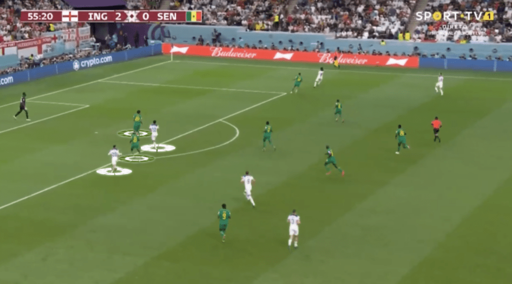 Kane deep pass to Saka against Senegal 2