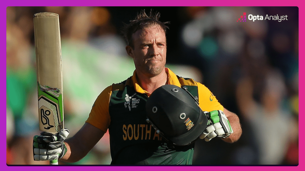 AB de Villiers celebrates vs West Indies in 2015