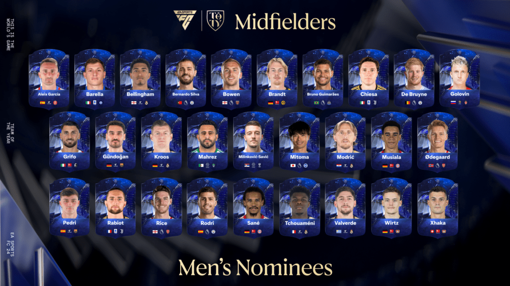 FC24 TOTY men's midfielder nominees