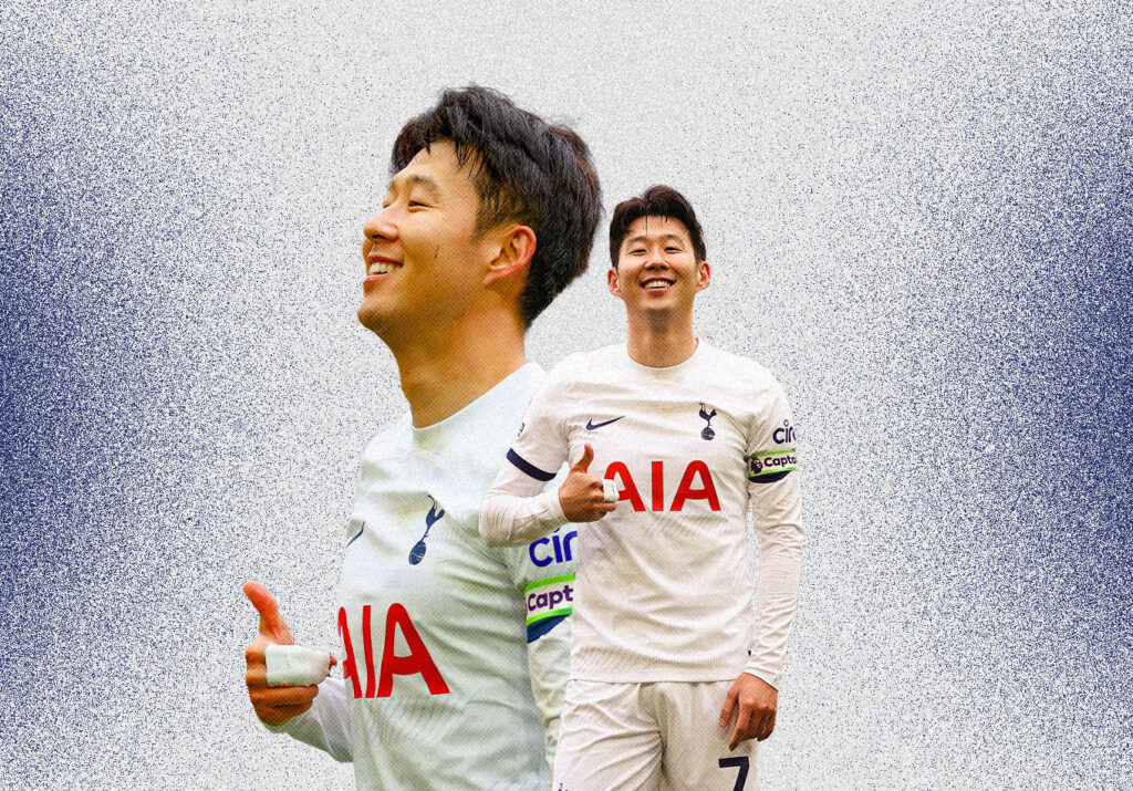 son heung-min celebrates for Spurs