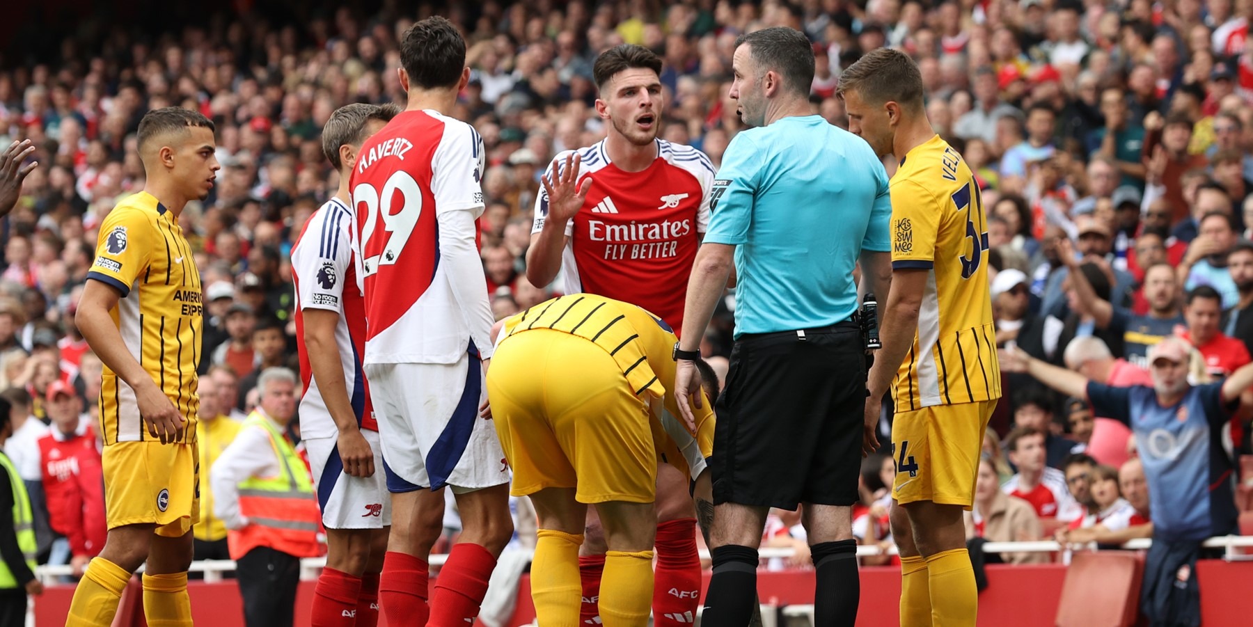 Arsenal 1-1 Brighton Stats: 10-man Gunners Battle to Draw After Declan Rice’s First Ever Red Card